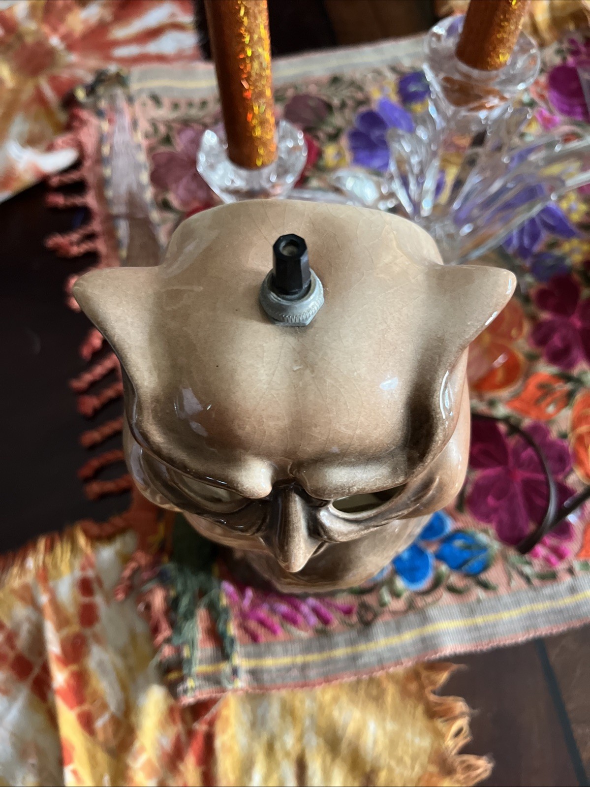 Vintage 1950s Claes Ceramic Spooky Owl Lamp 🎃