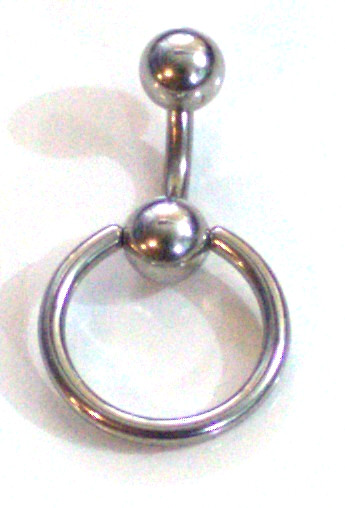 1 14g 8mm Shaft Surgical Steel 316L Female PA Hood Reversable Door Knocker Ring