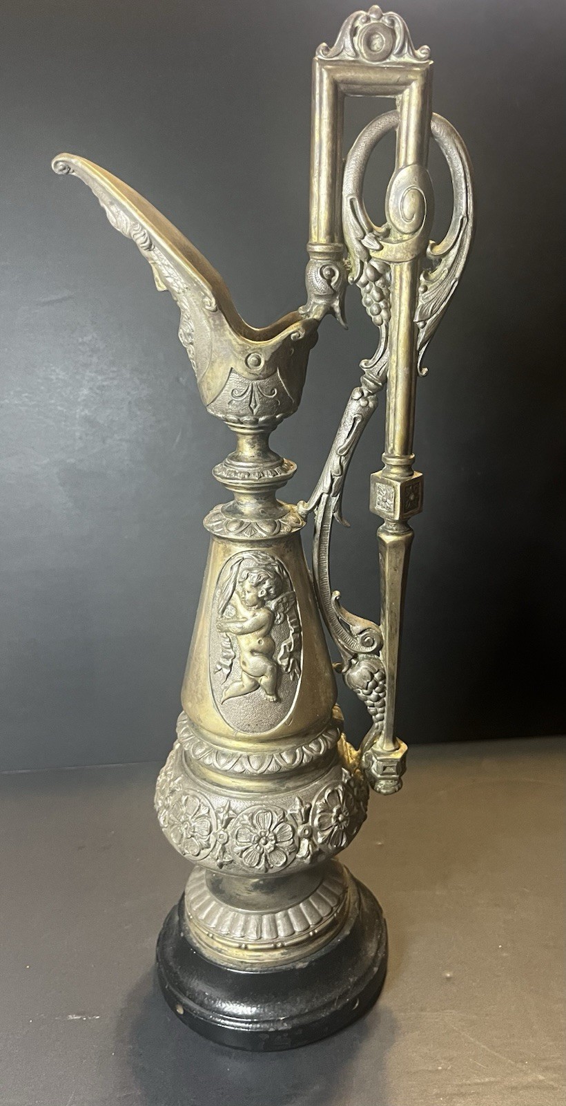 VTG -Antique Victorian Cast Iron Bronze Urn Pitcher Ewer Incense Burner