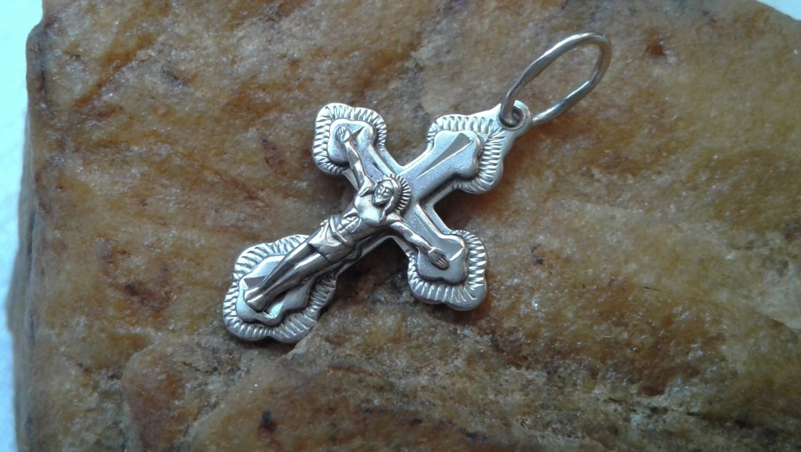 VINTAGE SOLID STERLING SILVER ORTHODOX CROSS DETAILED CRUCIFIX “SAVE & PROTECT”