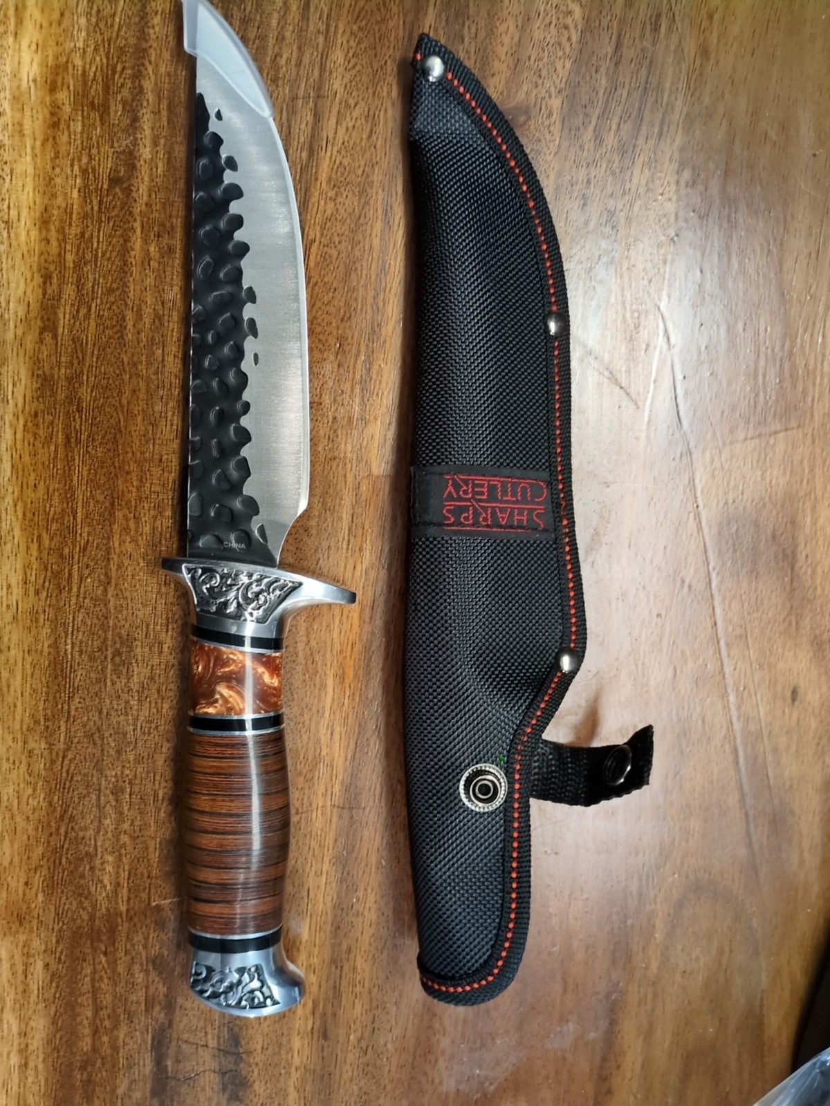 Sharps Cutlery 11.8″ Dagger Leather Wrapped Handle Two Tone Blade Nylon Sheath