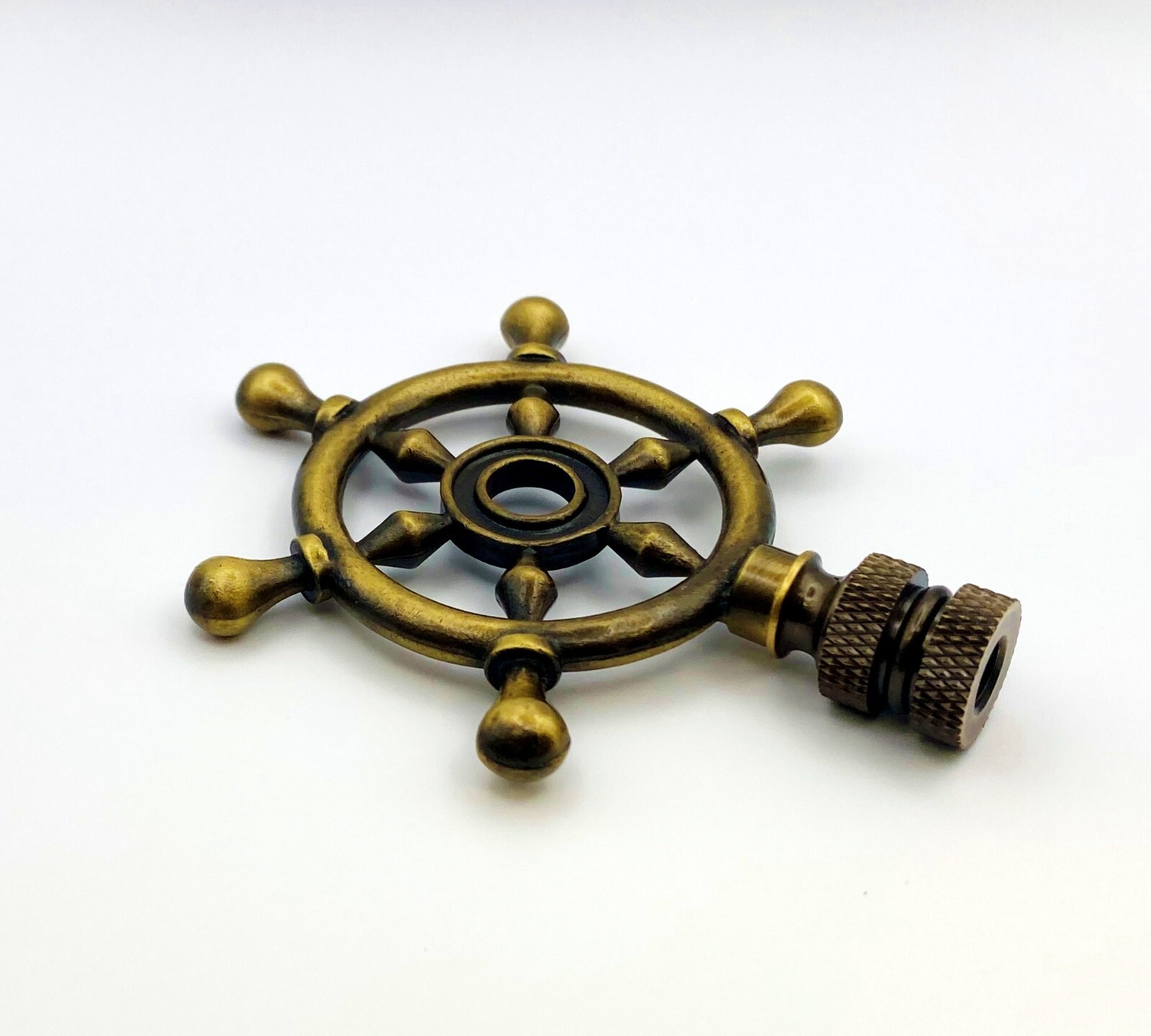 Lamp Finial-SHIPS WHEEL-Aged Brass Finish, Highly detailed metal casting