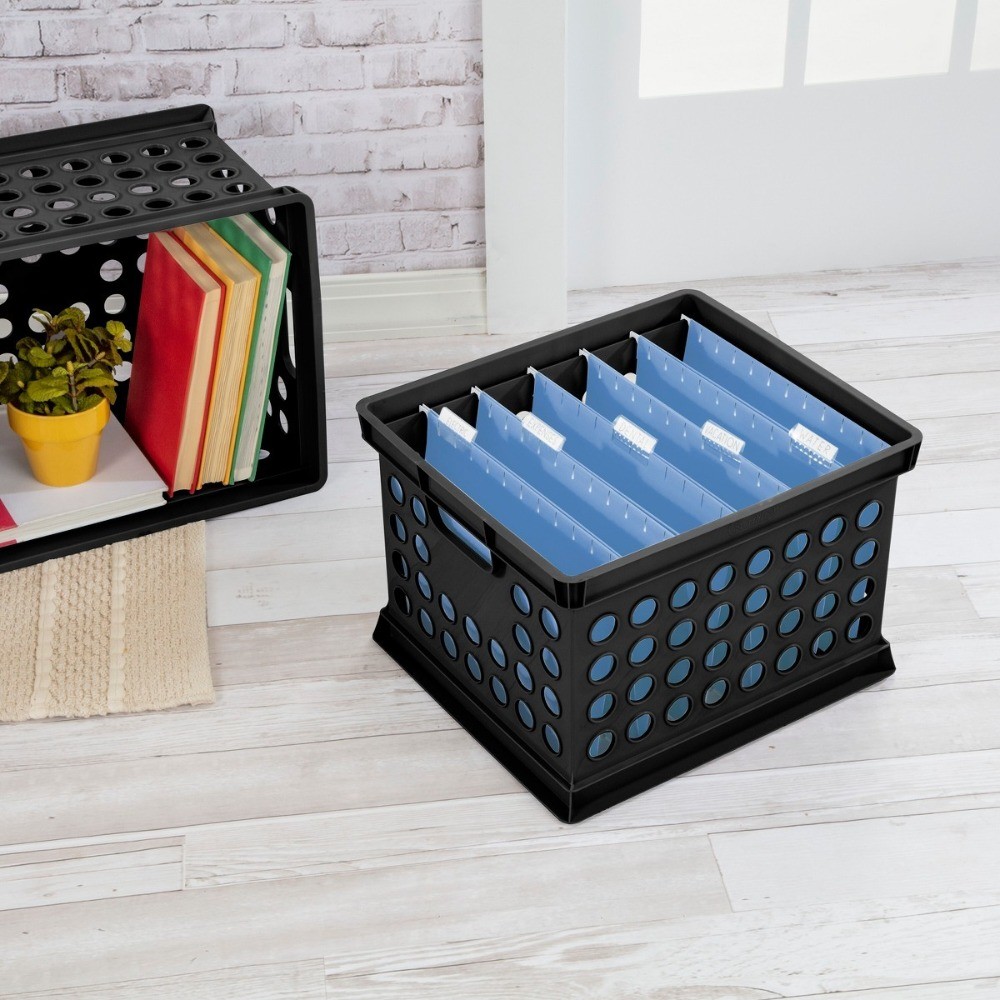 Storage Crate- Plastic Stackable Utility Bin, Portable, 30.6L Capacity