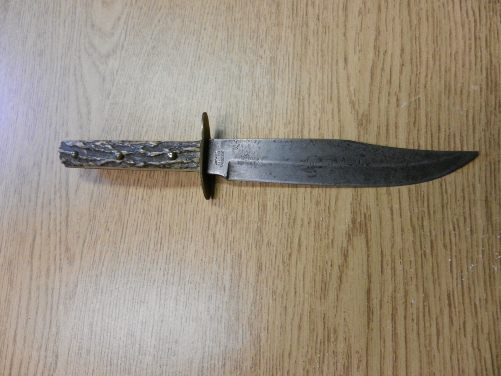 York Cutlery Co. Solingen Germany Bowie Knife #706 W/ Stag Handles 10 3/8″ Used