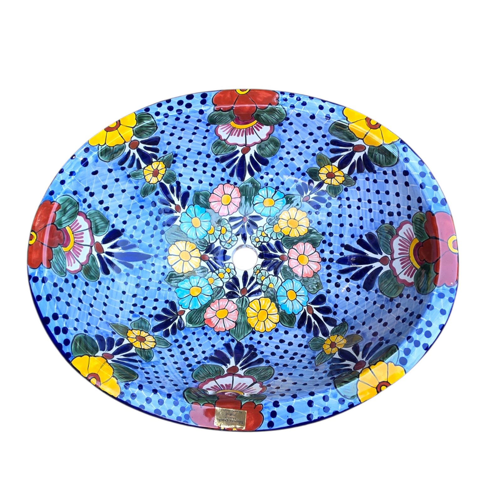 Talavera Sink 21×16 Mexican Ceramic Hand Painted Bathroom Oval Drop-In Floral