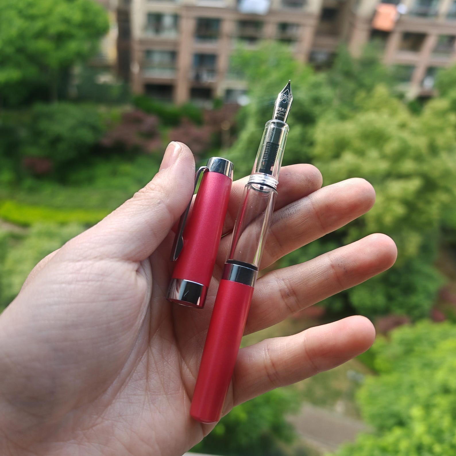 St Penpps Demonstrator Fountain Pen: Piston Ink Pen, Fude/Stub Nib