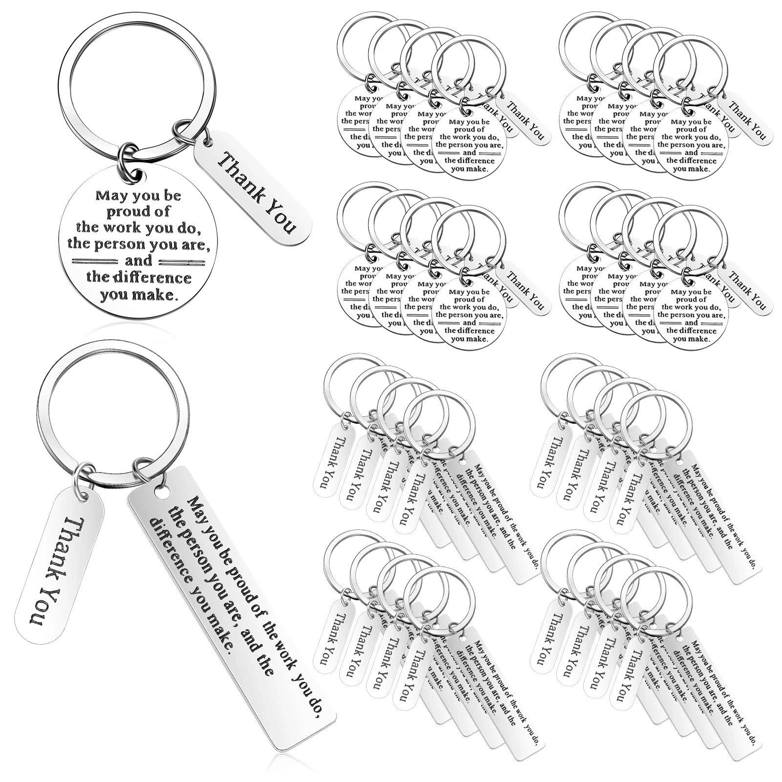 32 Pcs Thank You Gifts Keychain Bulk Employee Appreciation Keychain Christmas…
