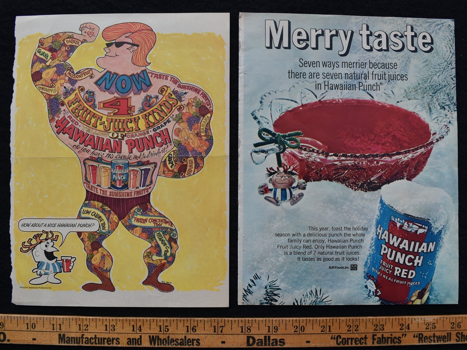 [ 1960s – 1970s Hawaiian Punch – 2 Vintage Print Ads – Punchy ]