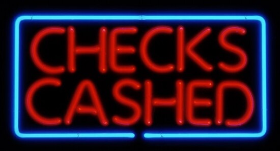 New Checks Cashed Red Blue Beer Man Cave Neon Light Sign 32″x24″