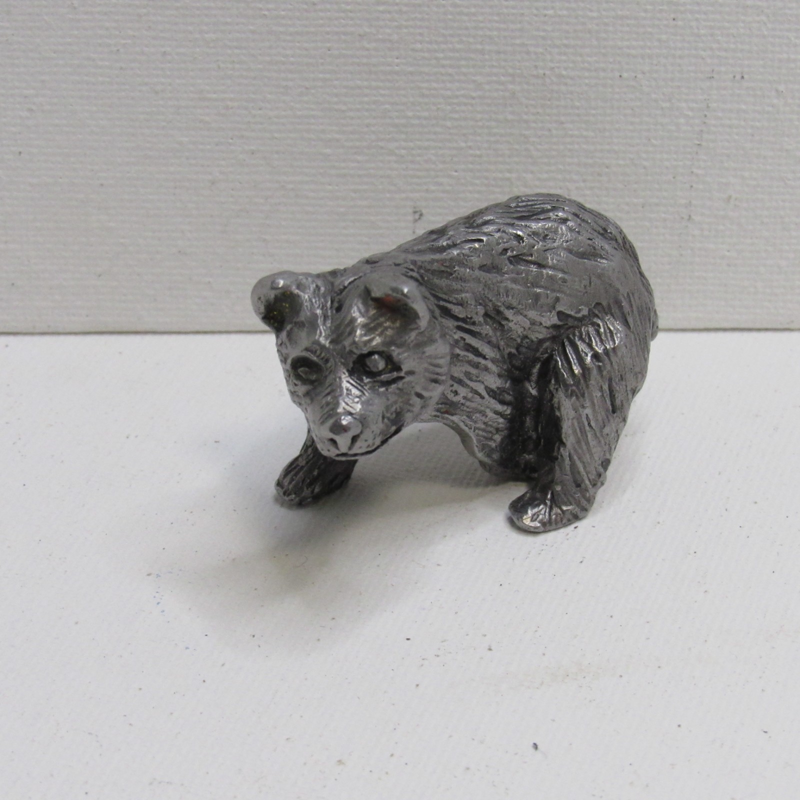 Vintage Pewter-Style Mini Bear Figurine – 2” Cast Metal – Silver Tone