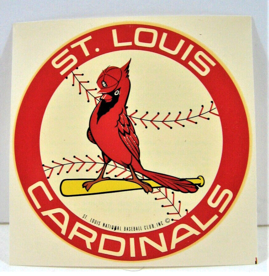 1960’s MLB St Louis Cardinals Red Bird On Bat Durochrome Sticker Old Store Stock
