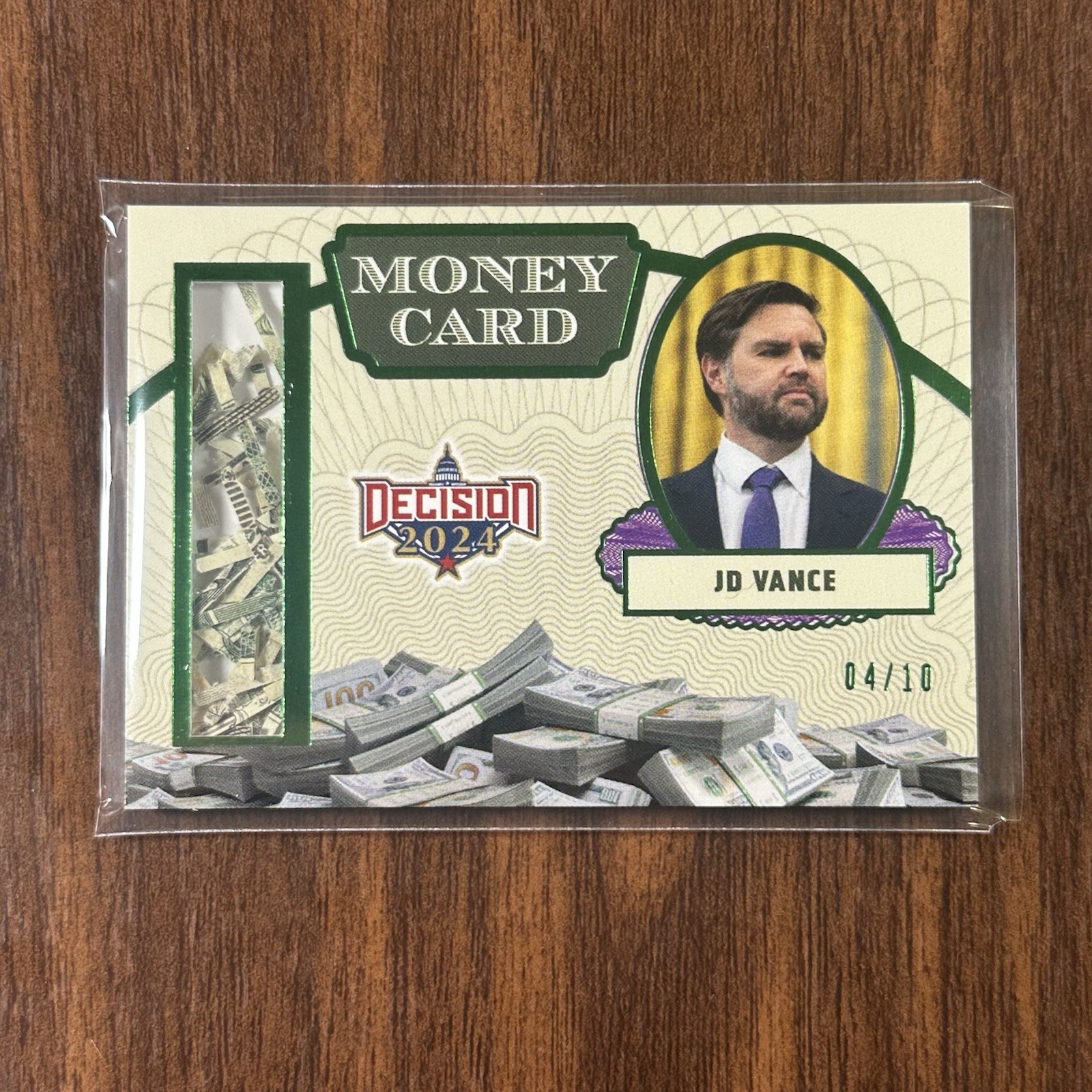 2024 Decision JD Vance Money Card #U4 Green Foil 04/10