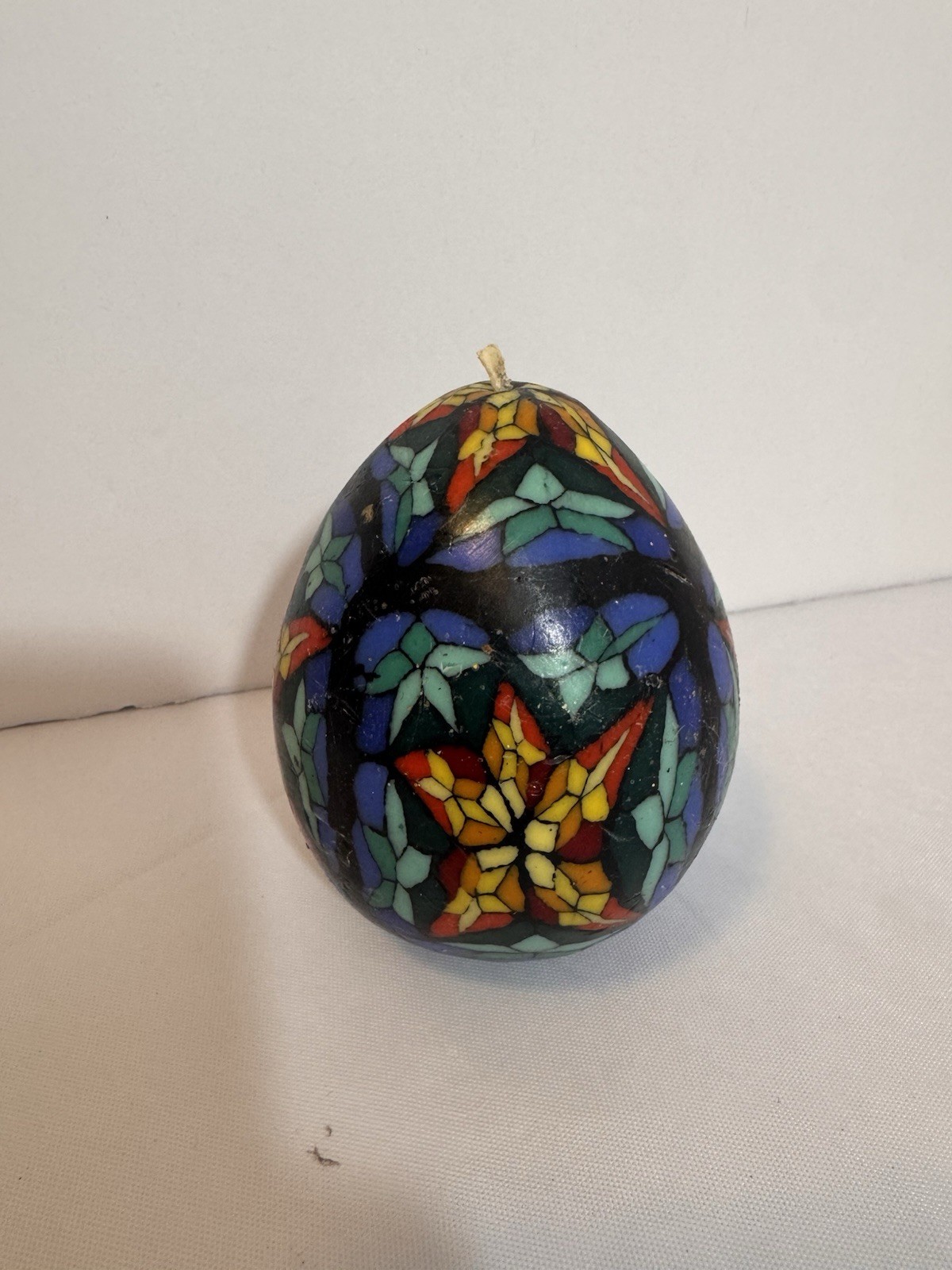 Candle Vintage 1990’s Star Stained Glass Psychedelic Oval Egg Shaped Glow Style