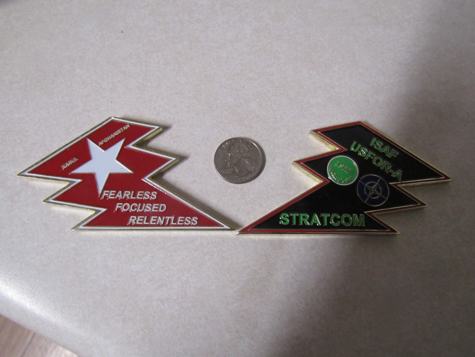 CHALLENGE COIN KABUL AFGHANISTAN ISAF USFOR-A STRATCOM NATO AWESOME HUGE COIN