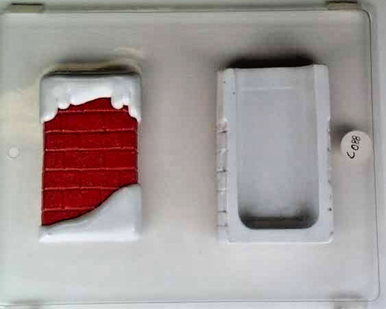 Christmas Snowy Chimney pour box chocolate fondant candy molds Lot of 2
