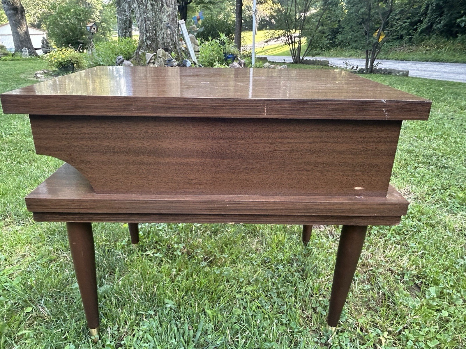 Vtg Mid Century End Table Side Table Formica Drawer 2 Tier 1 Drawer Atomic MCM