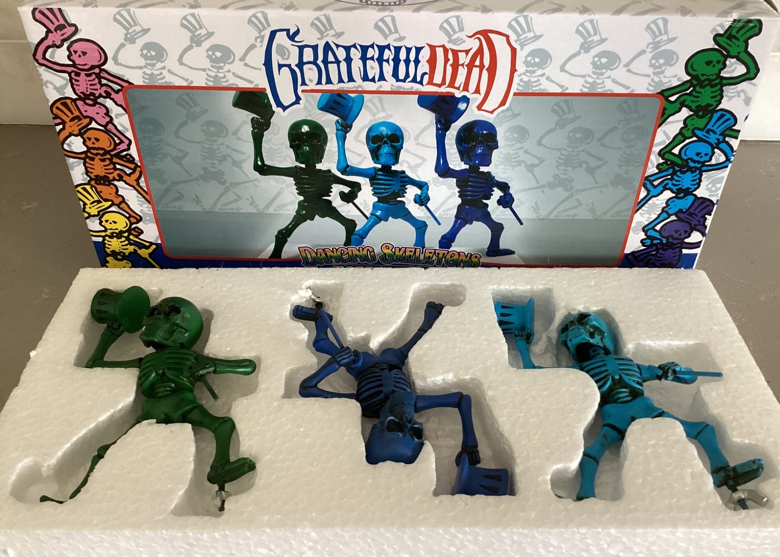 Grateful Dead Green Blue Purple Dancing Skeletons Bobblehead Limited Edition