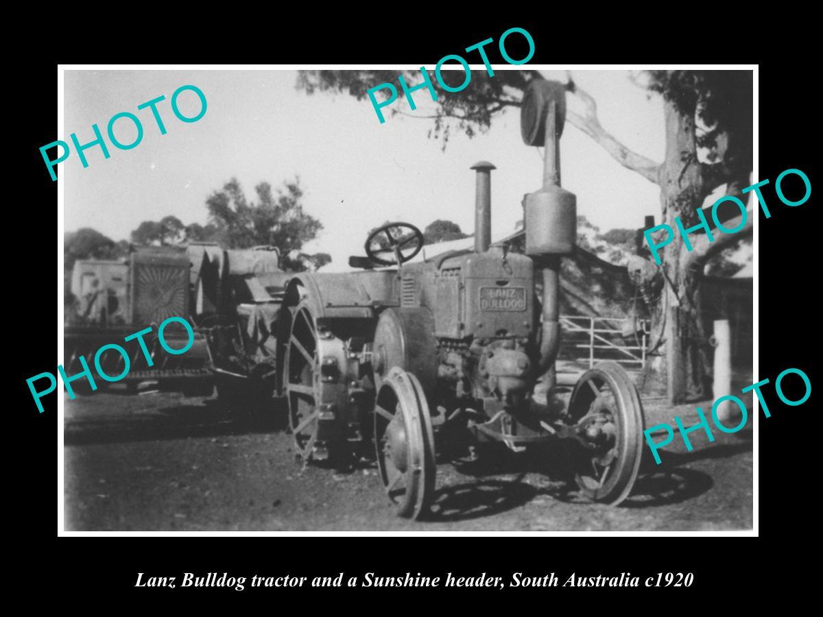OLD 8×6 HISTORIC TRACTOR PHOTO A LANZ BULLDOG & SUNSHINE HARVESTER c1920