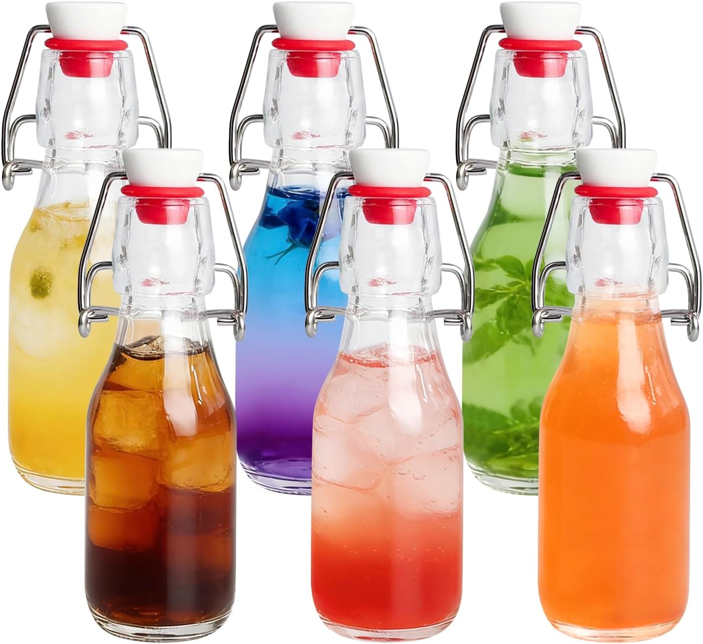 6 Pack Swing Top Bottles, 4OZ Flip Top Glass Bottle with Airtight Grolsch