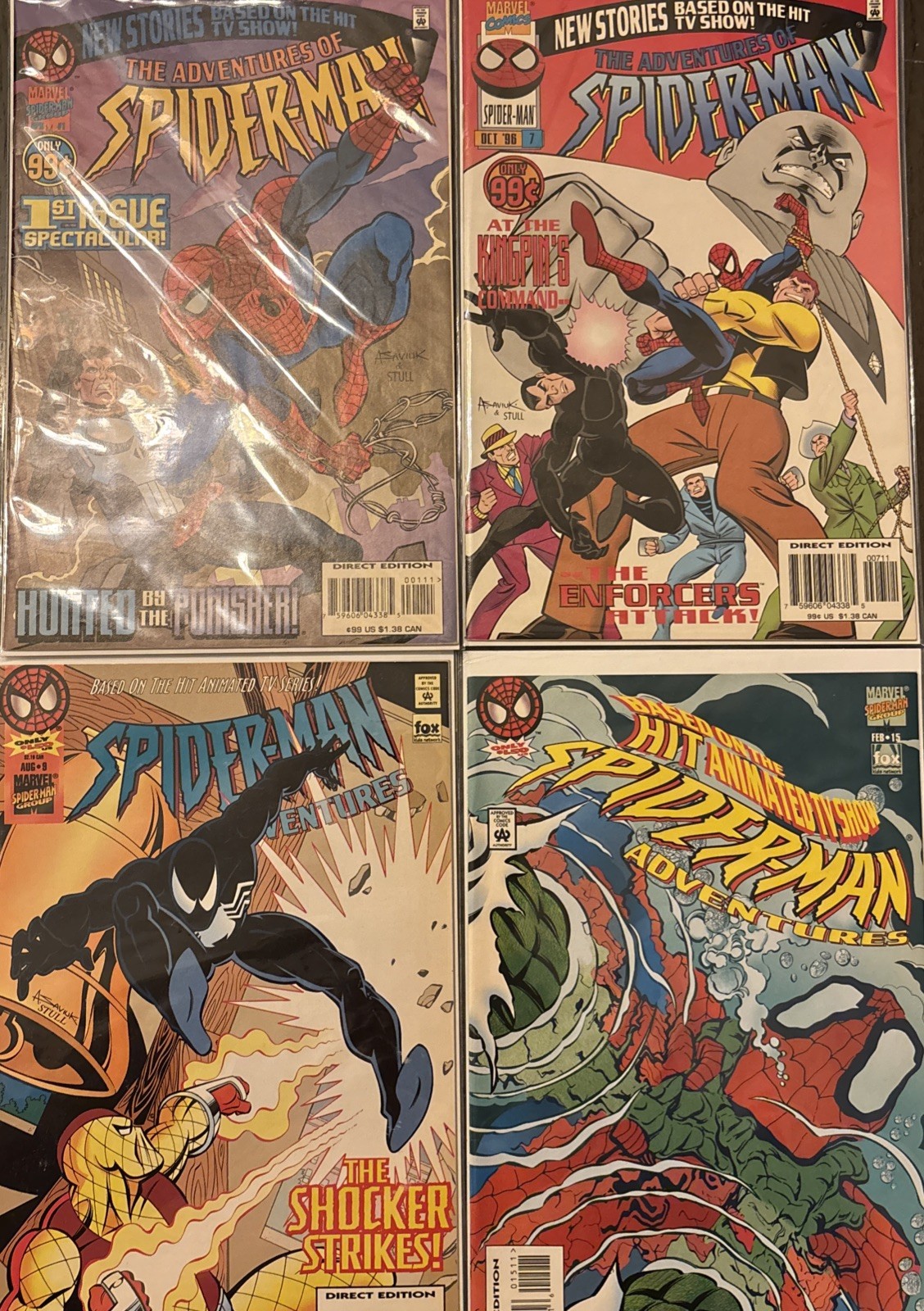 Spider-Man Adventures 9&15(1994) Adventures of Spider-Man (1996)1&7Lot of 4 Cmcs