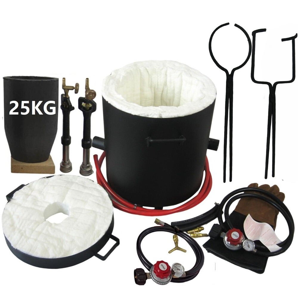 25 KG Large Gas Metal Melting Furnace Deluxe Kit with Tongs for Lifting&Pouring