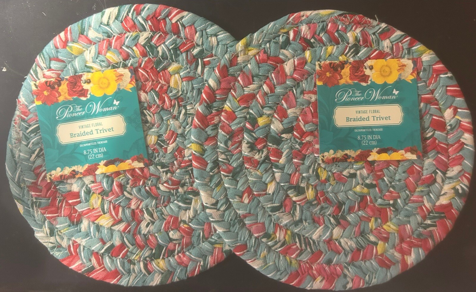 The Pioneer Woman Trivet Vintage Floral Braided Placemat 8.75″ – Set Of 2