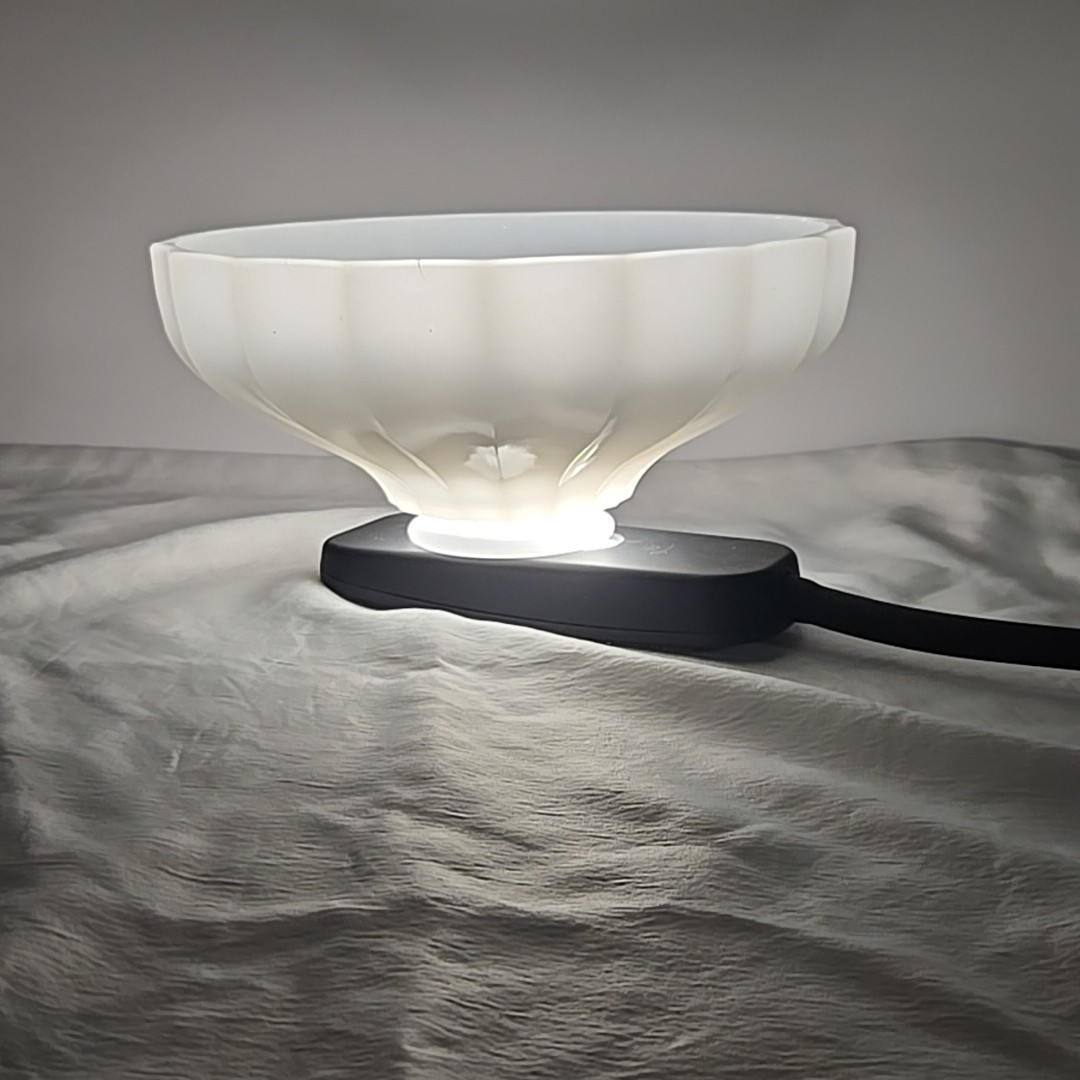 Signed Jefferson 7-1/4″ Moonstone Ribbed Glass Pendant Lamp Shade 2-1/4″ Fitter
