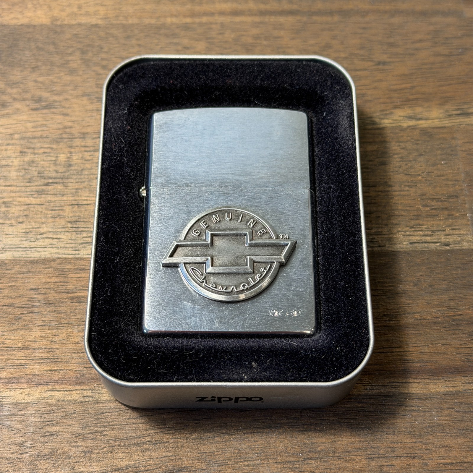 Genuine Chevrolet Bowtie Zippo Lighter, Brushed Metal, Chevy – Corvette – Camaro