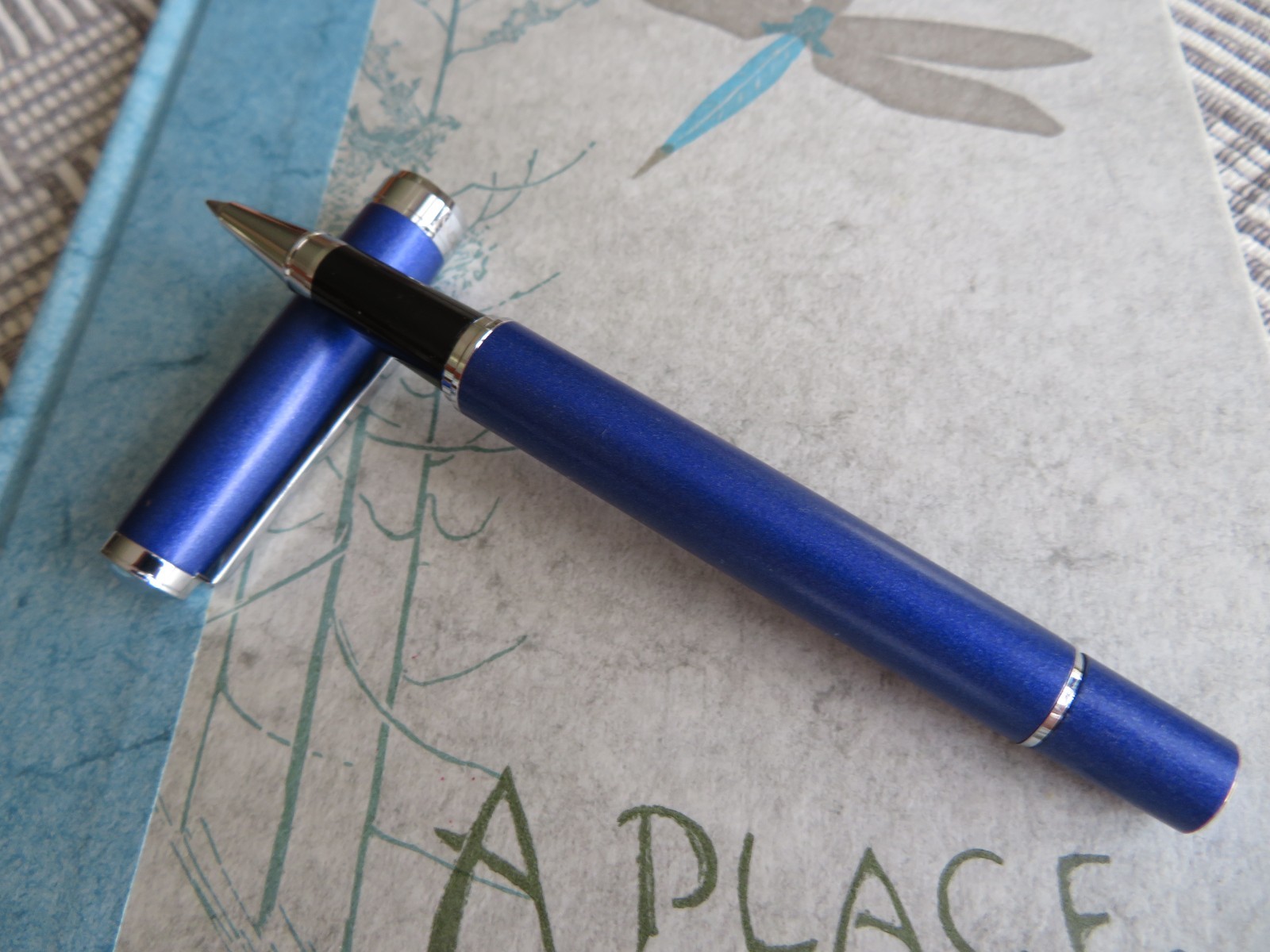 Reflections Fine Writing Instruments Brushed Blue w/Silver trim Rollerball Pen