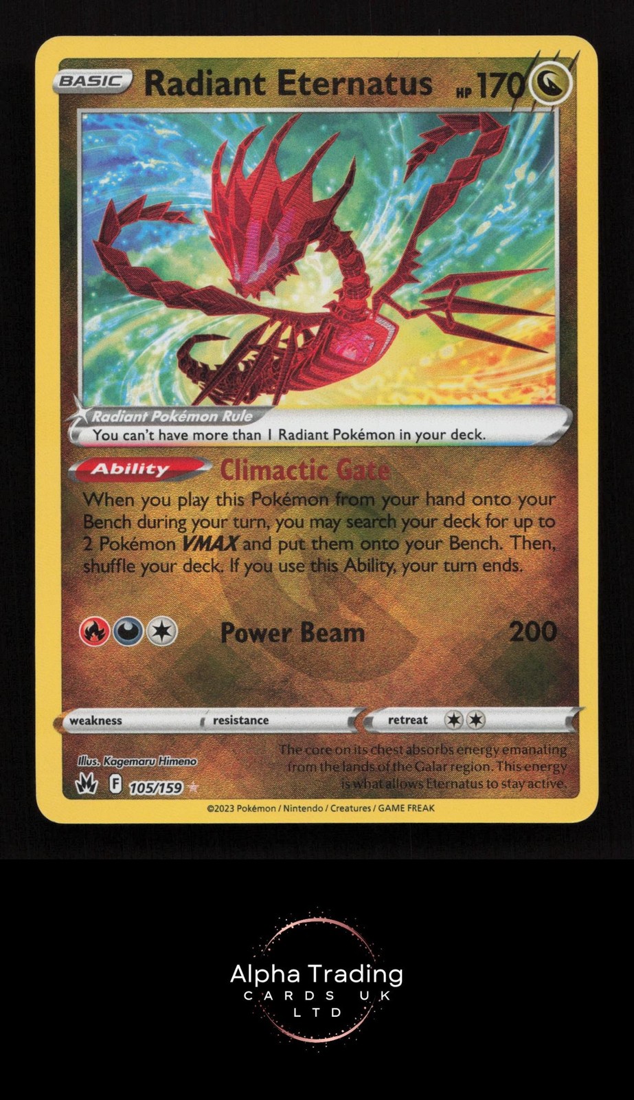 Radiant Eternatus 105/159 Radiant Rare Crown Zenith Pokemon Holo Near Mint