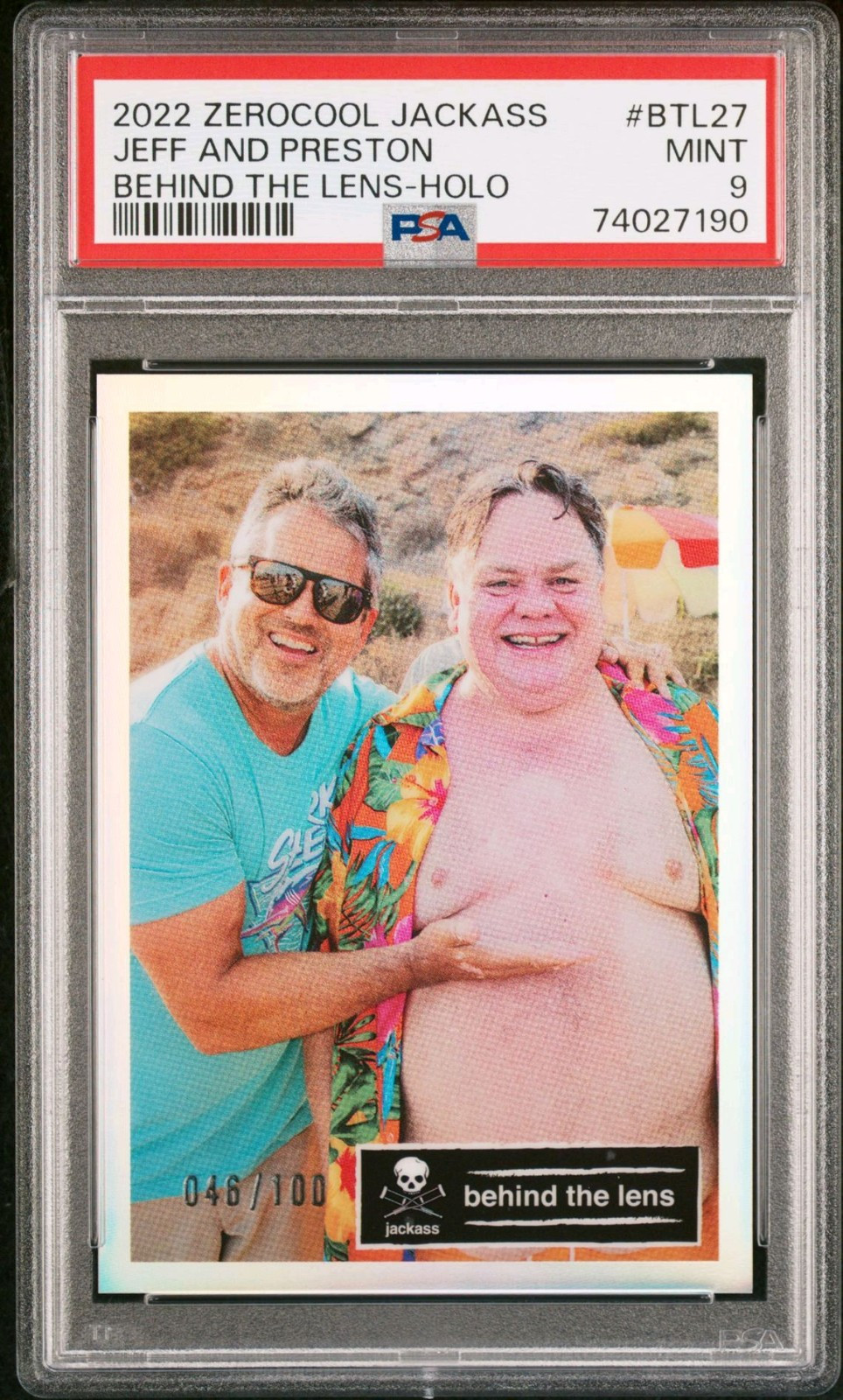 2022 Zerocool Jackass #BTL27 Jeff & Preston /100 Behind the Lens Card Holo PSA 9