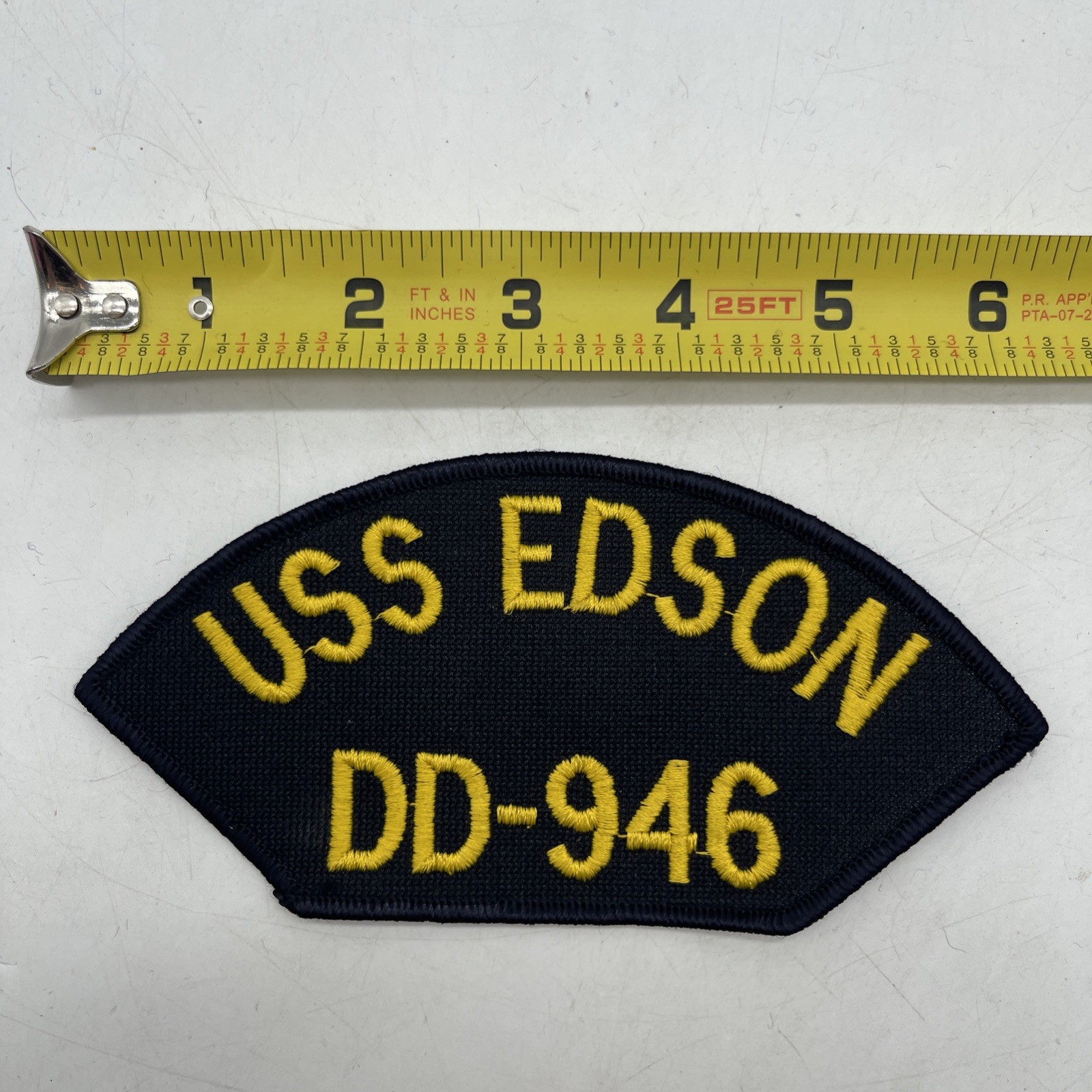 Vintage U.S. Navy USS EDSON DD-946 Naval Ship Patch Cap Shoulder Patch 6”x3”