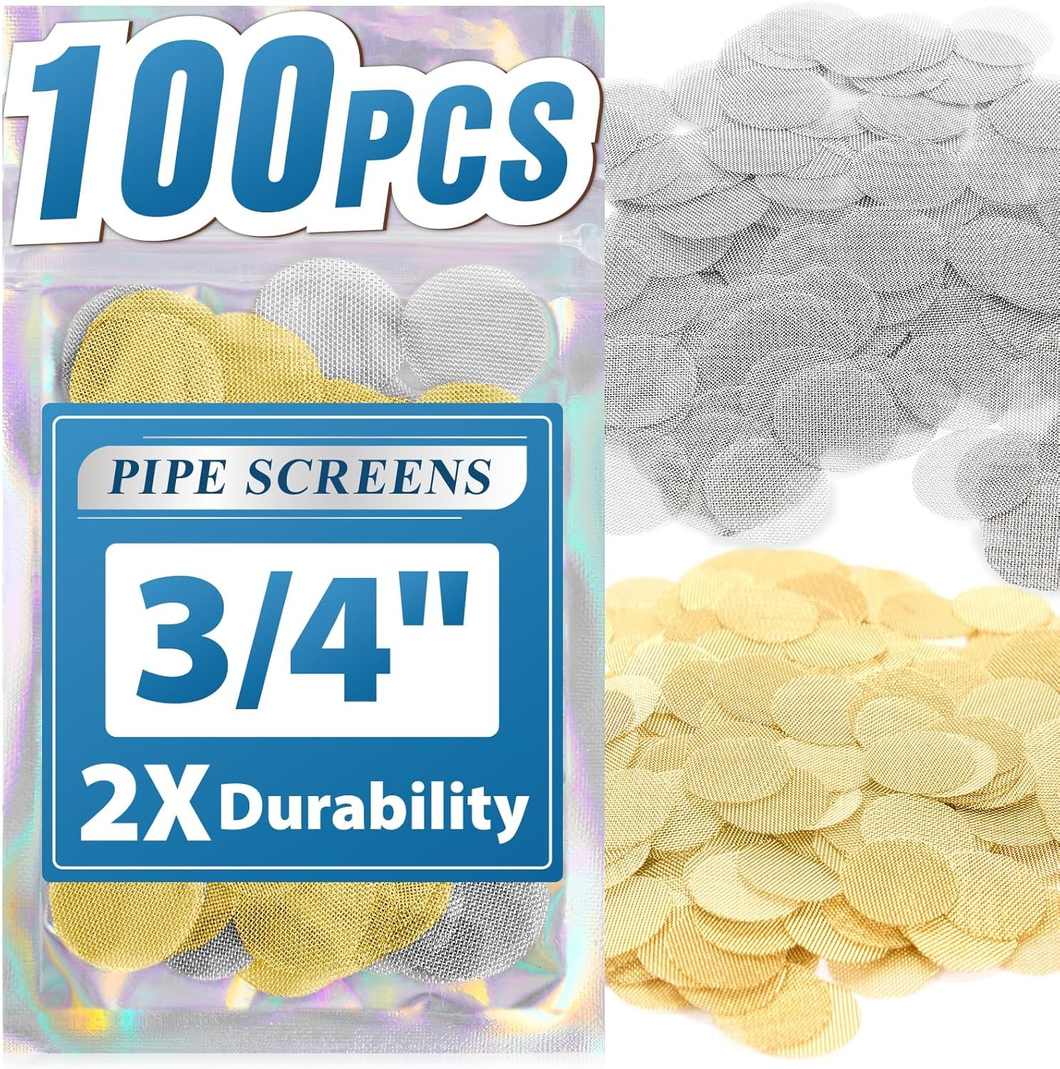 100 Pcs Heavy Duty Pipe Screens, 3/4 Inch Pipe Filter, 50 Pcs 0.75 Inch