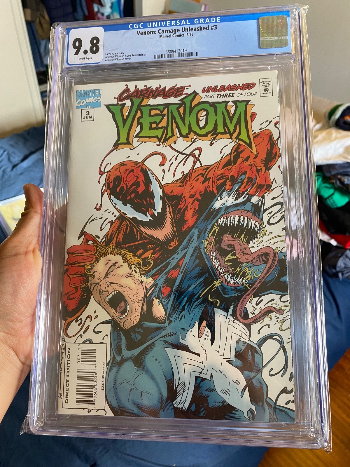 Venom: Carnage Unleashed #3 CGC 9.8 WP NM/MT Marvel 1995 Sweet Wildman Cover 💥