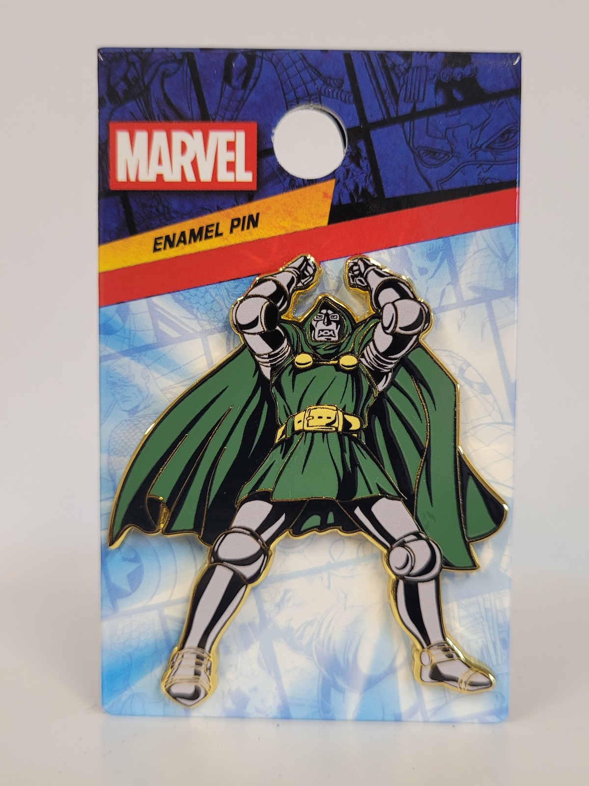Enamel Pin – Marvel Dr. Doom Classic Comic Cartoon Embossed Lapel Badge NEW