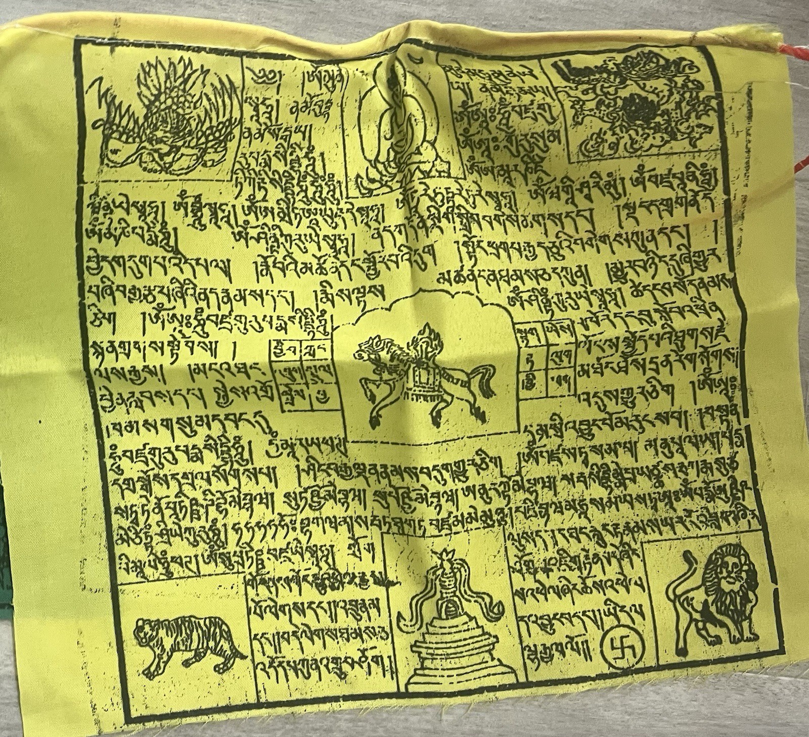 Tibetan Prayer Flags Banner Horizontal 5 Colors each 14” X 12” New Nepal Rayon