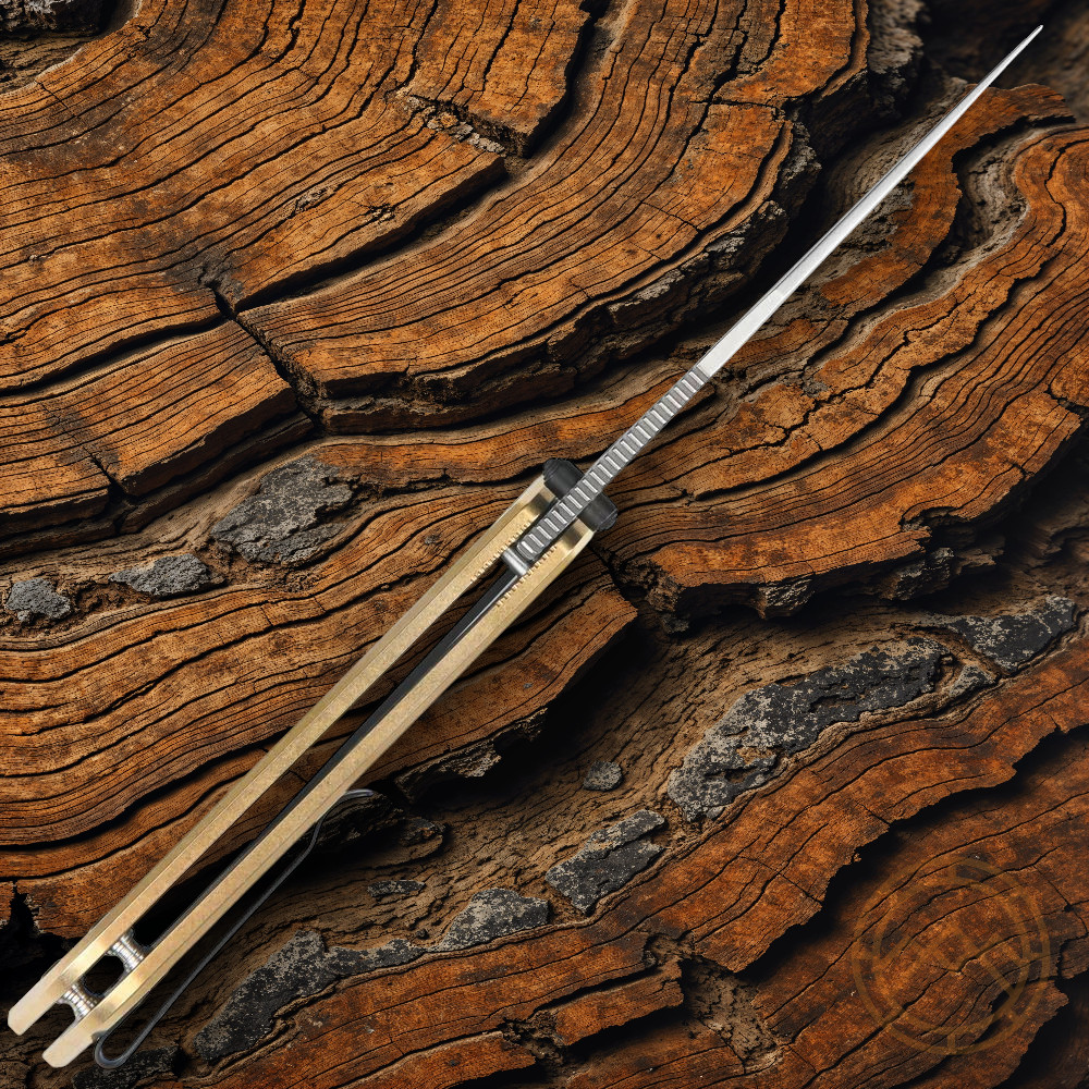 Artisan Beest Linerlock Folding Knife 3.63″ AR-RPM9 Steel Blade Brass Handle