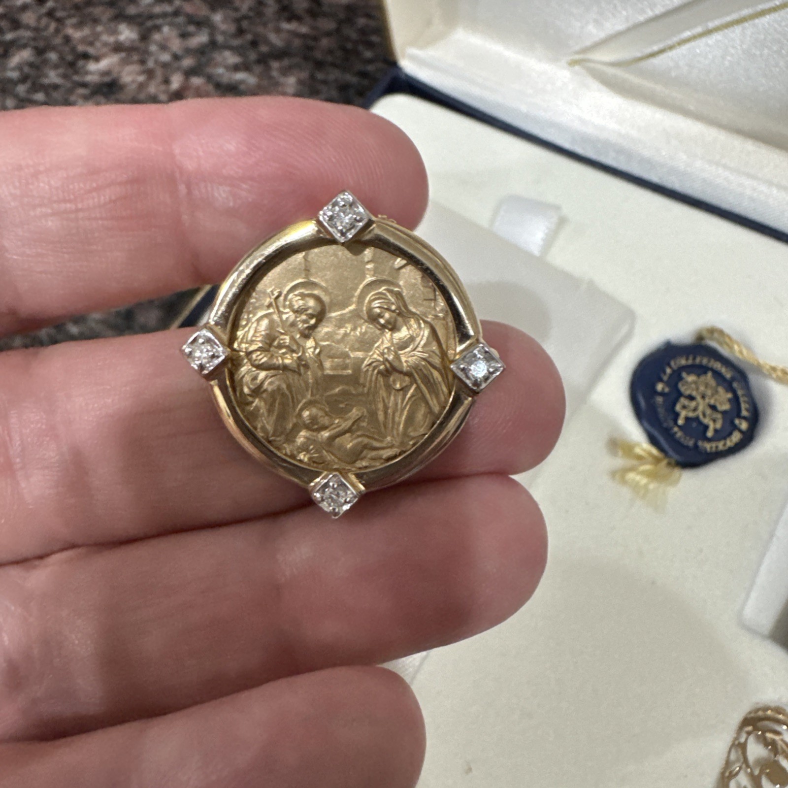 Vatican Collection Limited Edition, 1997 Nativity 14 Karat Gold And Diamond Pin
