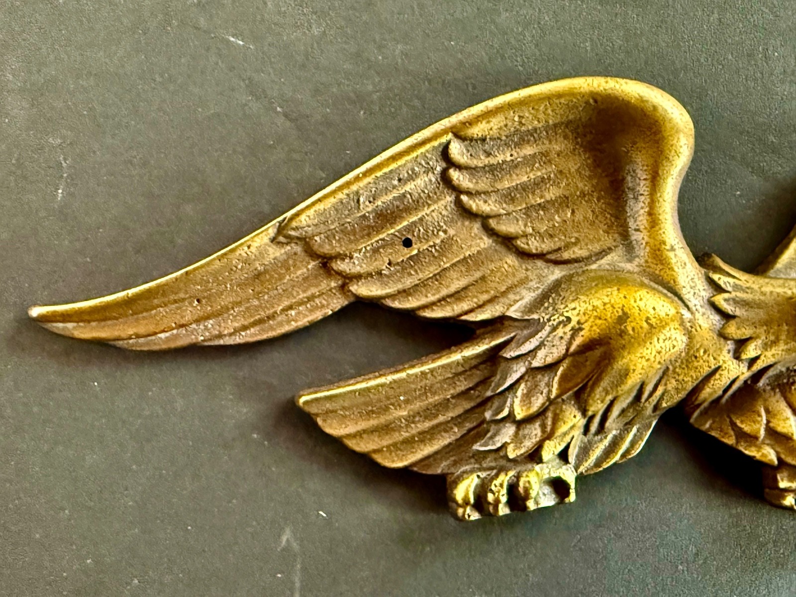 Vintage Solid Bronze Eagle Applique 10” Wingspan Foundry Mark Patriotic