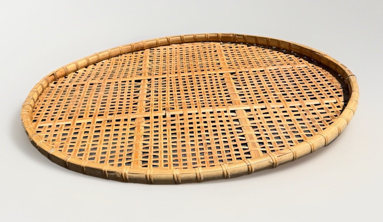 Large MCM Mid-Century Shallow Winnowing Basket 33” Vintage 3552-C