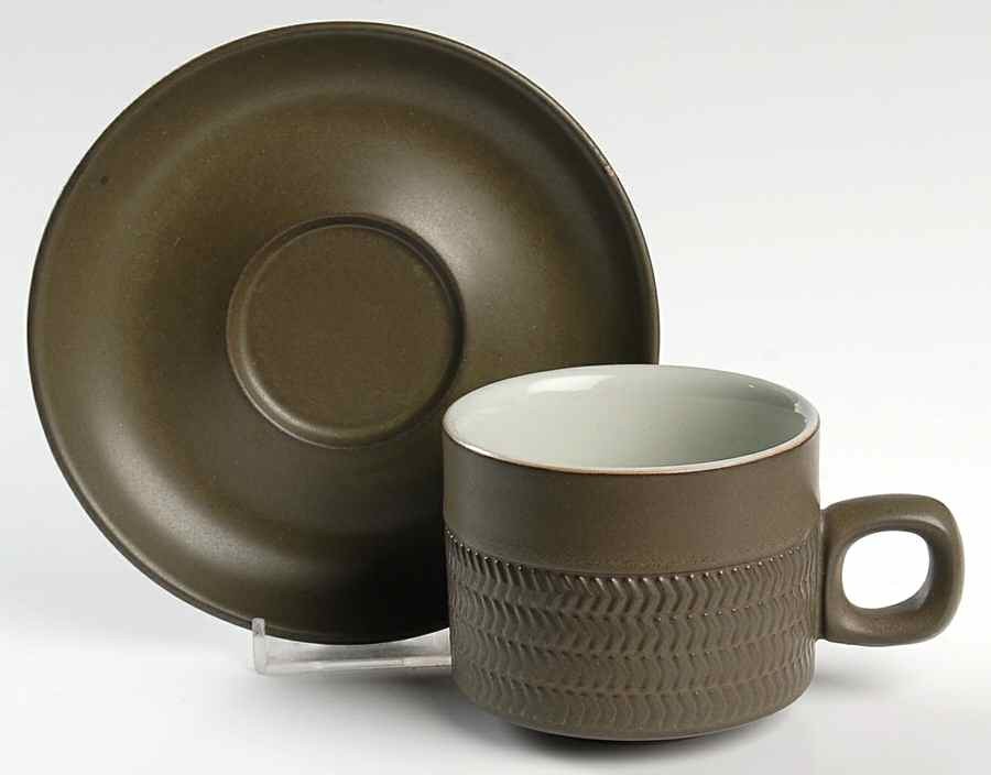 Denby-Langley Camelot Dark Green Cup & Saucer 6748814
