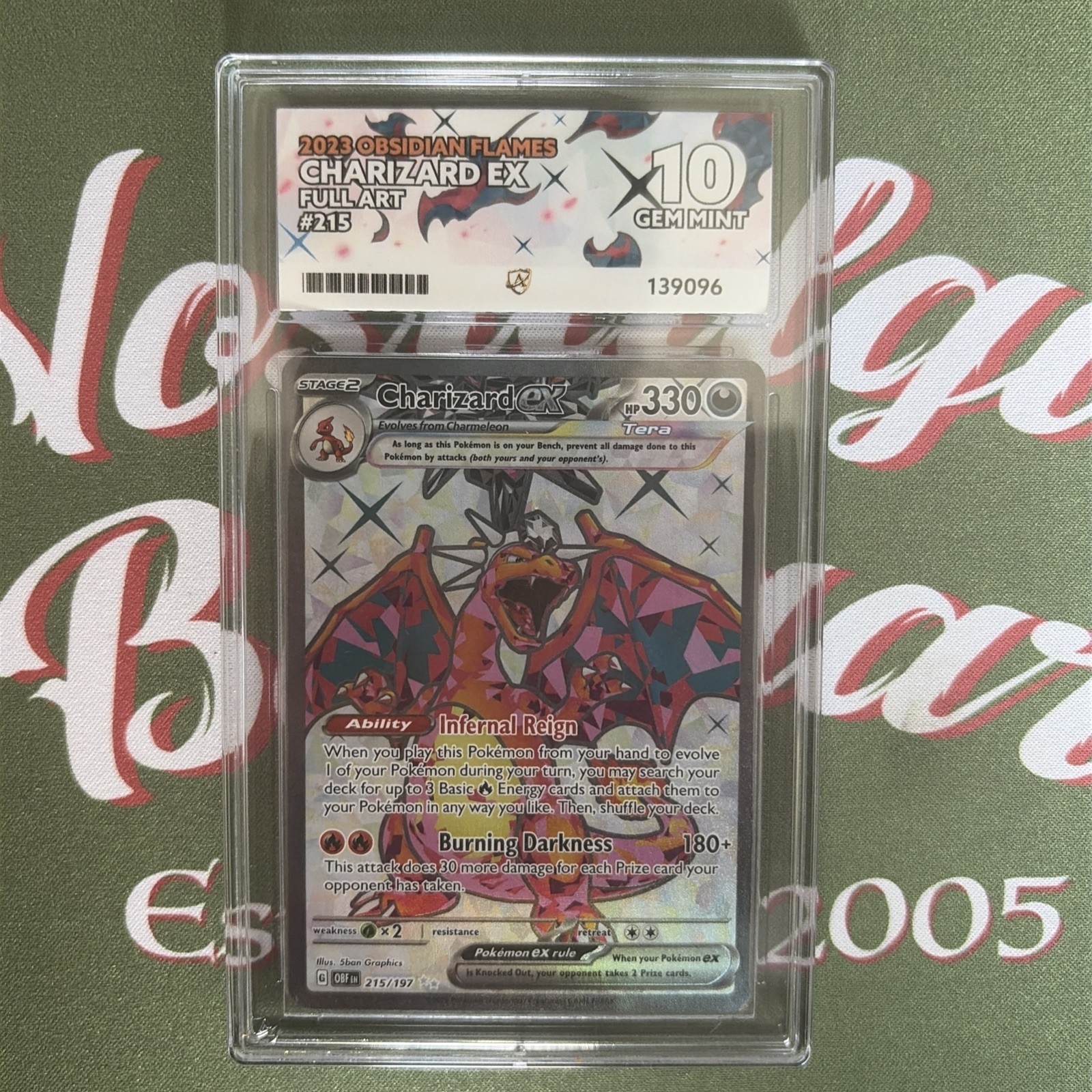 Pokemon TCG – Charizard ex – 215/197 Obsidian Flames – ACE 10 Gem Mint see pics