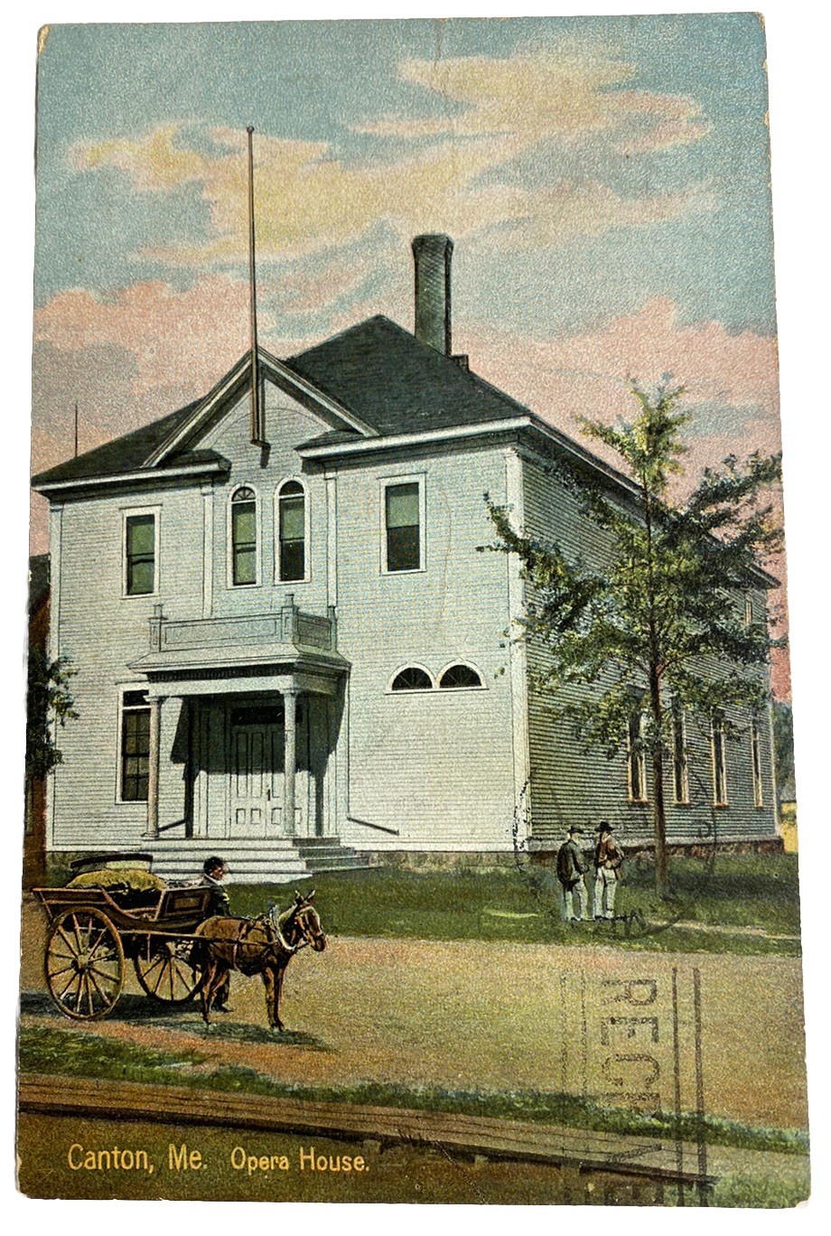 Opera House Dirt Road Horse & Buggy ~ Canton Maine ME ~ Antique 1900s Postcard