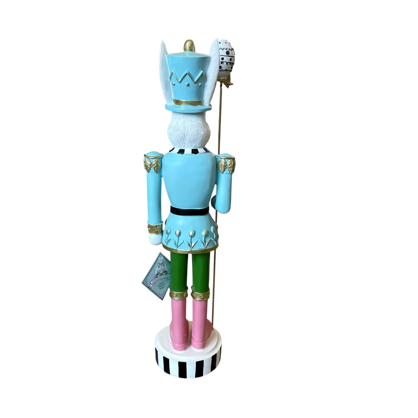 Topat & Tail Easter Bunny w/ Staff Nutcracker 22” Tabletop Decor NEW