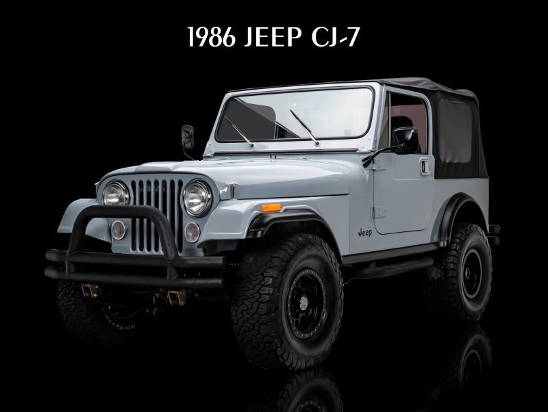 1986 Jeep CJ-7 in Silver & Black Metal Sign: 9×12″ & Free Shipping