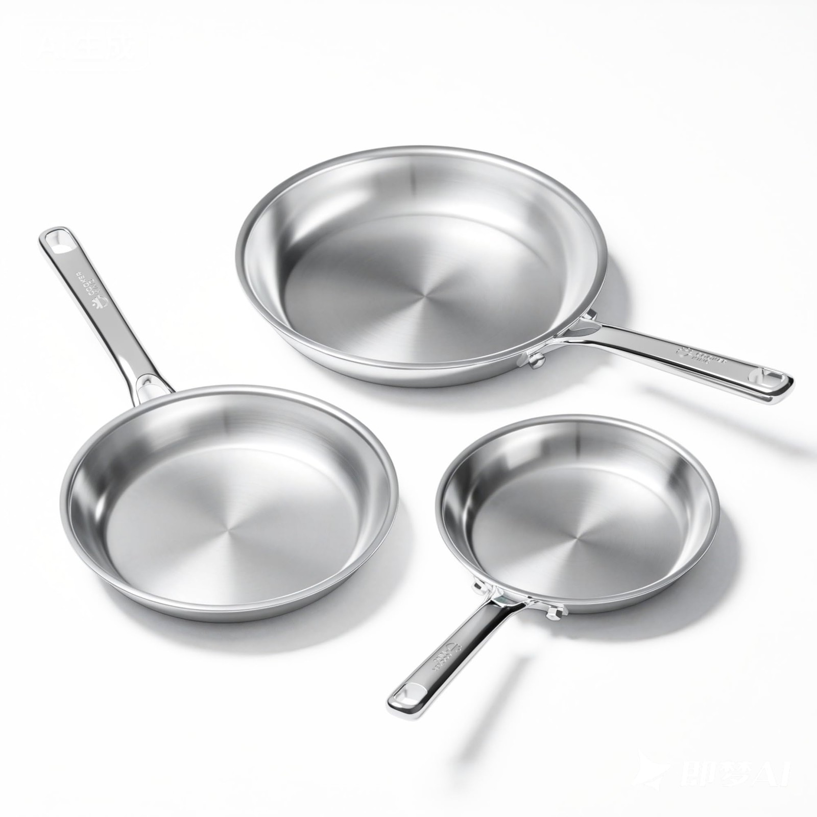 Stainless Steel Frying Pan Set Of 3, Cooking Pan Set, Induction Skillets Set