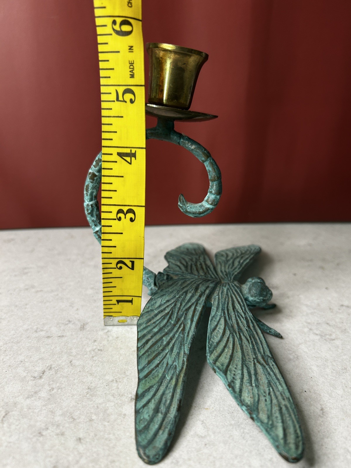Vintage Set Of Brass Dragonfly Candle Holders Art Nouveau Boho Eclectic