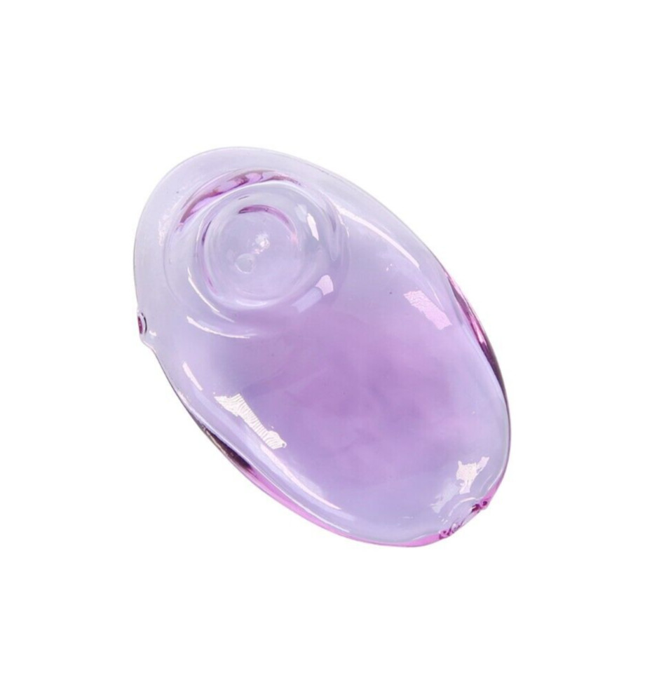 3 Inch Purple Glass Pebble Hand Pipe Tobacco Smoking Handmade Pocket Travel Size