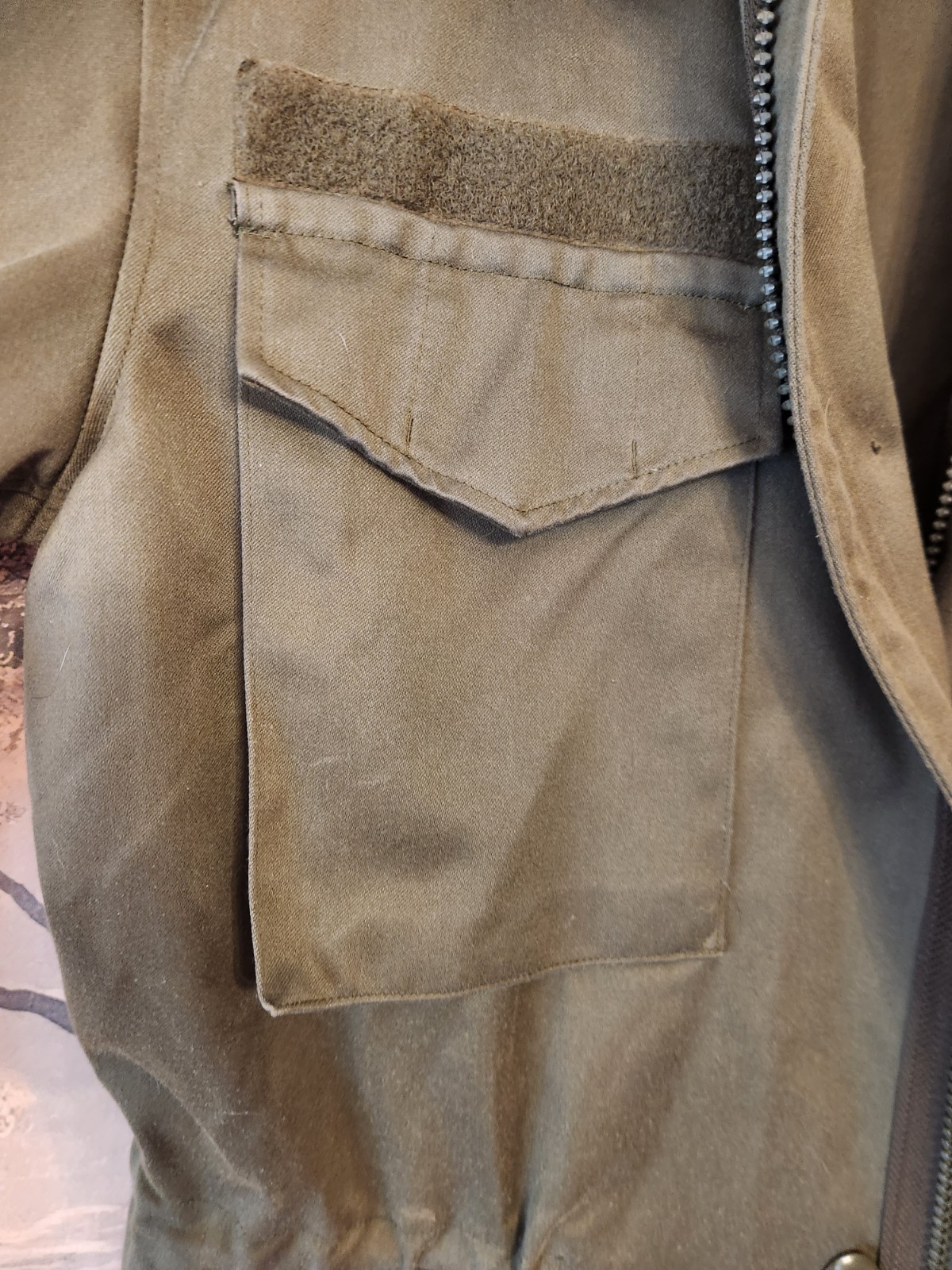 Olive Drab Military Surplus Field Jacket w/ Epaulets Multi Pockets Zip/Button