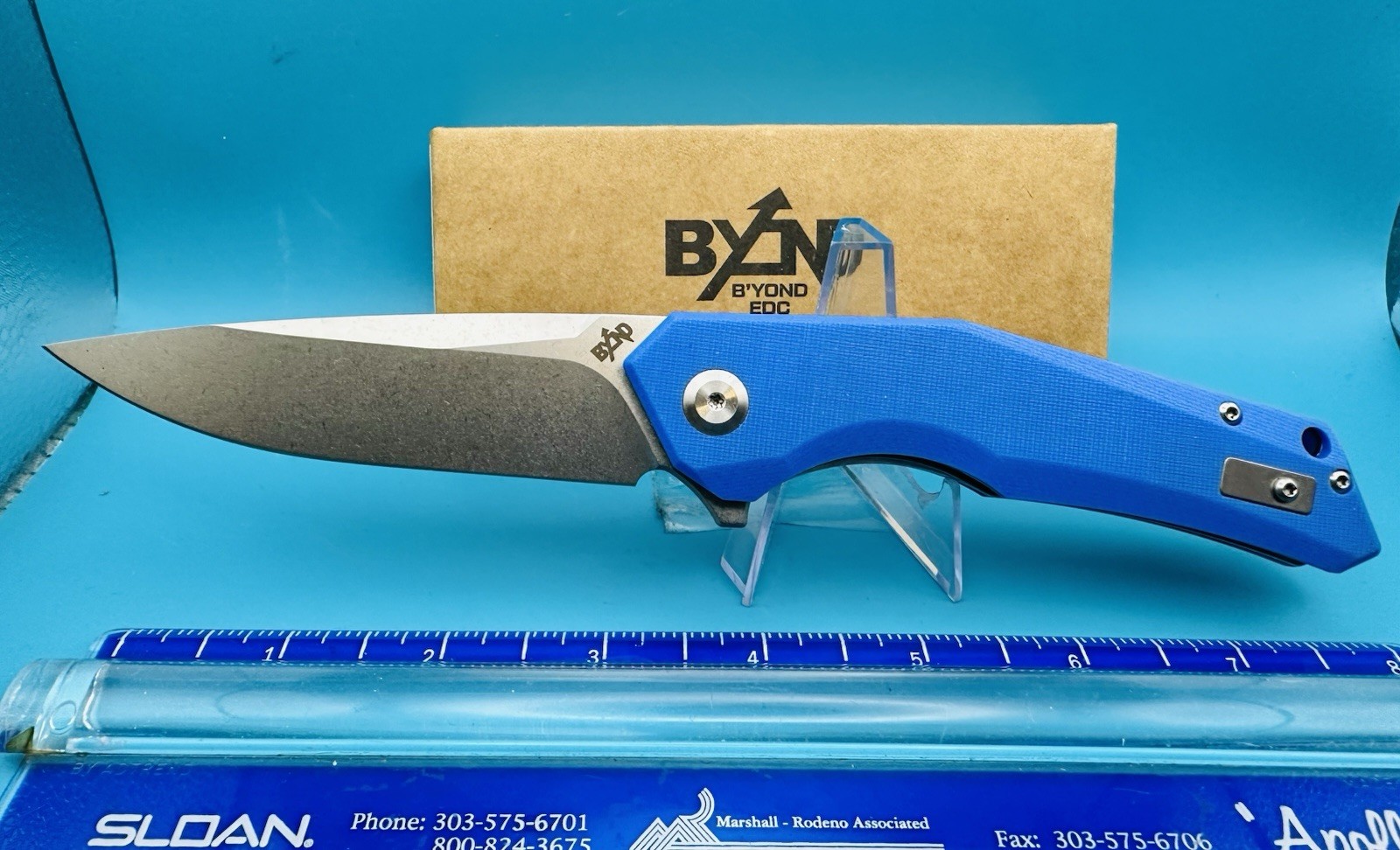 Beyond EDC SA1901DG-BL. Textured Blue G10 Handle D2 Steel Folding Pocket Knife.